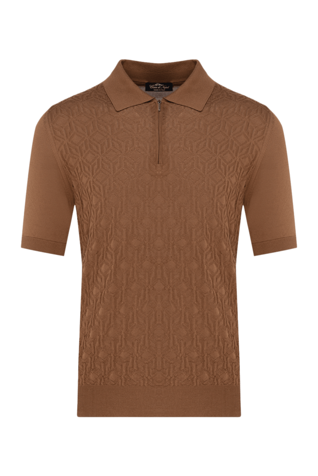 Cesare di Napoli caramel men's silk polo shirt with a 3d pattern 178340 - photo 1