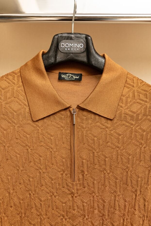 Cesare di Napoli caramel men's silk polo shirt with a 3d pattern 178340 - photo 2