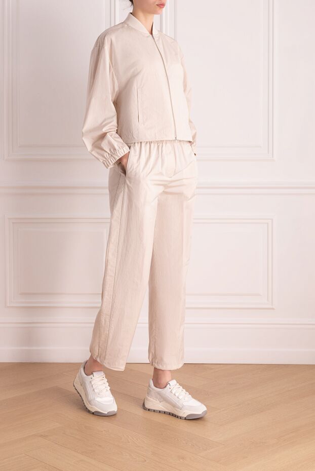 Peserico women's beige suit for walking with a stand-up collar 178369 - photo 3