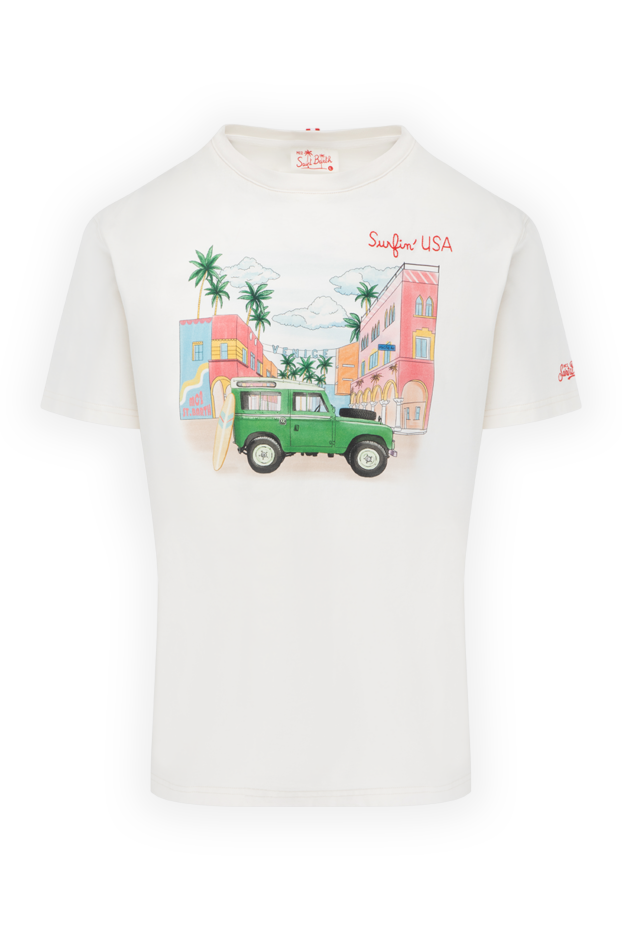 MC2 Saint Barth футболка чоловіча бавовняна біла з принтом серфінгу в каліфорнії. 178431 - фото 1