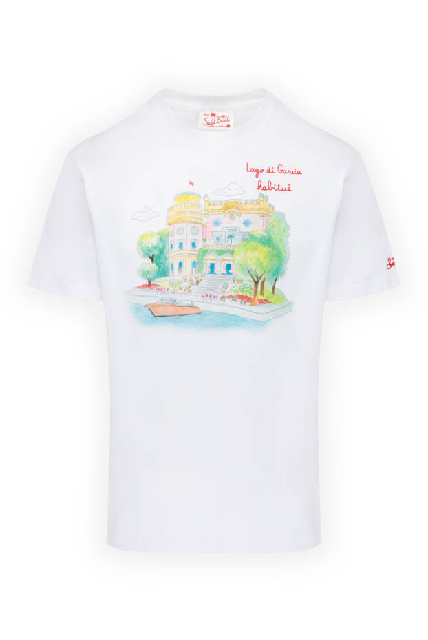 MC2 Saint Barth бавовняна футболка біла з мальовничим видом на lago di garda 178433 - фото 1