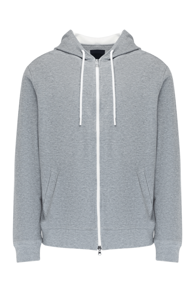 Barba Napoli gray cotton sports jacket with a hood and a zipper 178447 - photo 1