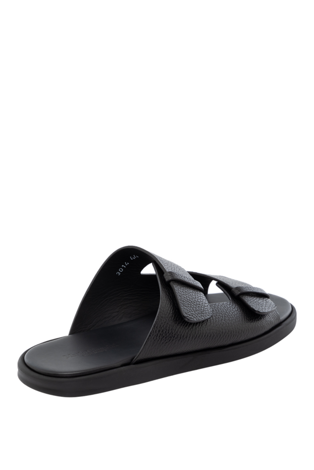Doucal`s men's black leather flip-flops with adjustable straps 178465 - photo 3