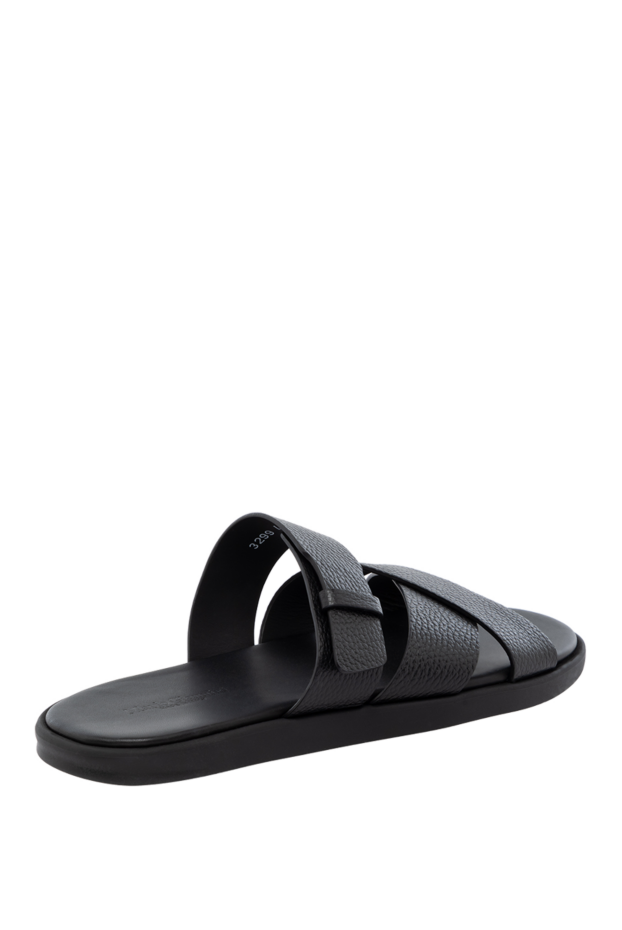 Doucal`s men's black leather cross-strap slides 178468 - photo 3