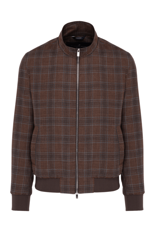 Tombolini men's brown checkered bomber jacket with a zipper 178525 - photo 1