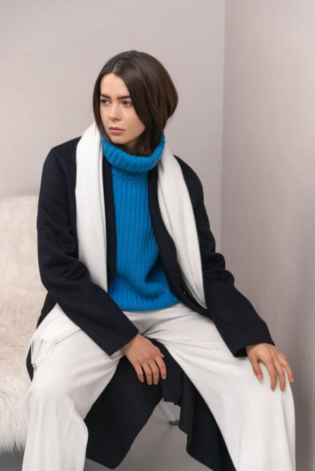 Panicale knitted pants made of cotton and silk for women white 178535 - photo 2