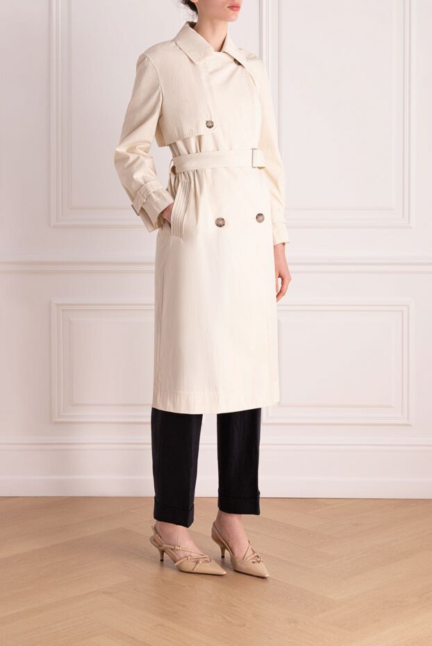 Peserico women's textured cotton trench coat with matching lining and belt 178544 - photo 3