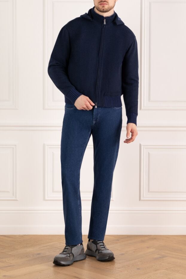 Enrico Mandelli men's blue cashmere jacket with hood 178573 - photo 2