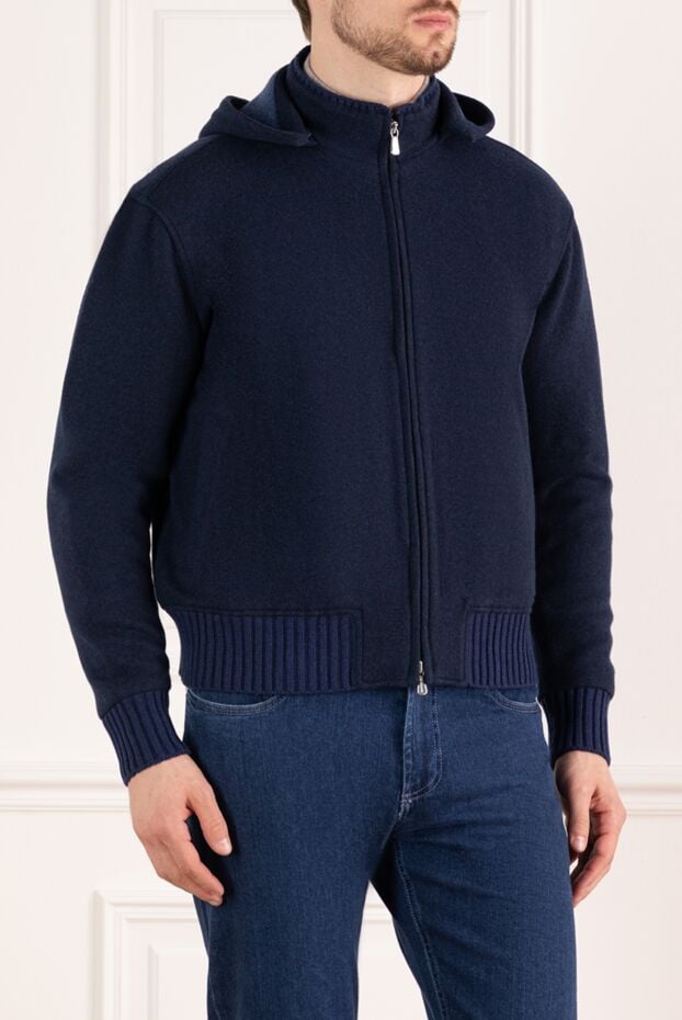 Enrico Mandelli men's blue cashmere jacket with hood 178573 - photo 3