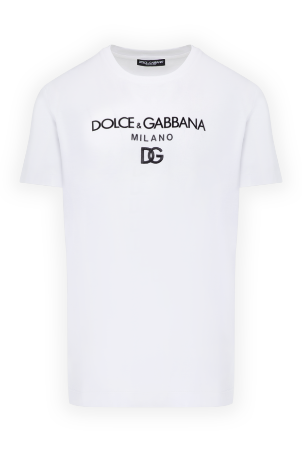 Dolce & Gabbana men's white cotton t-shirt with a large logo 178579 - photo 1