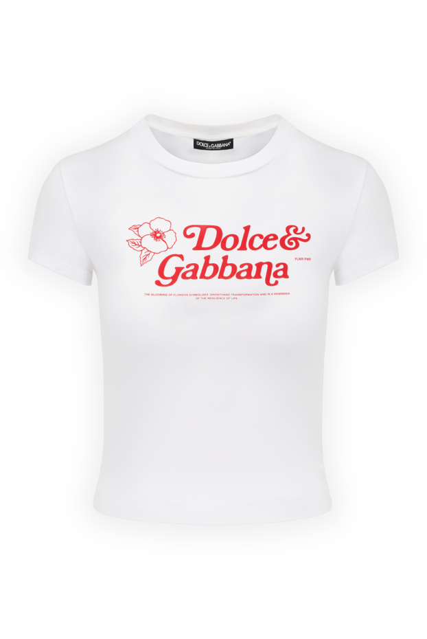 Dolce & Gabbana women's white t-shirt with flwr pwr print and logo 178584 - photo 1