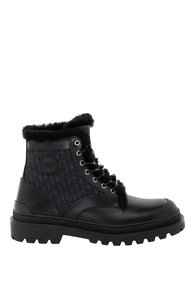 Dior black cotton and leather boots for men with fur 178648 - photo 1