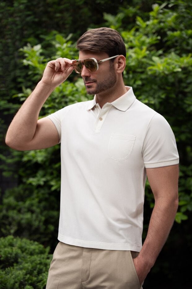 Loro Piana polo made of cotton and elastane for men white 178708 - photo 2