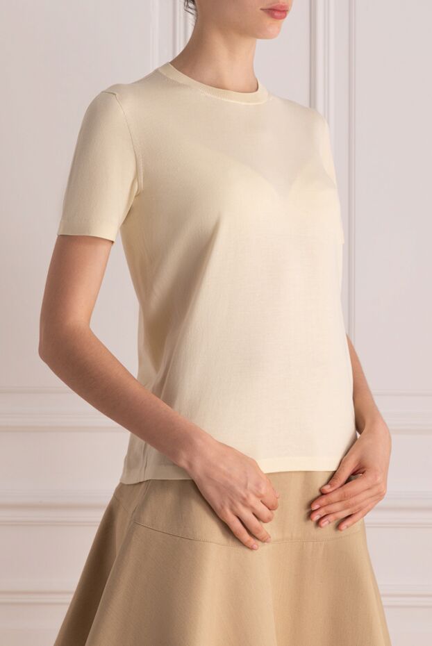 Loro Piana a plain cream-colored t-shirt with a soft cotton texture 178710 - photo 3
