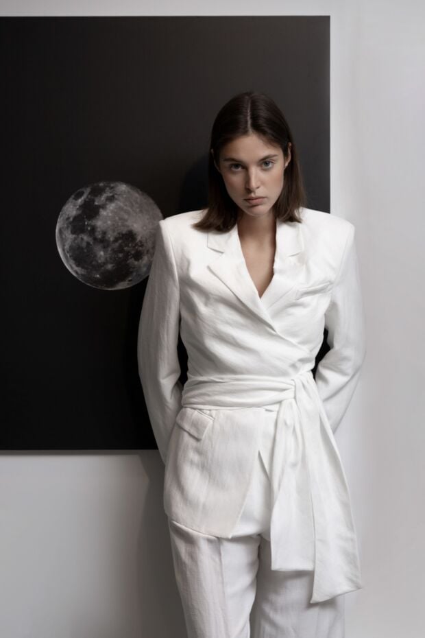 MSGM white women's suit with trousers made of linen and viscose. 178746 - photo 2
