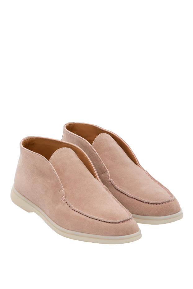 Fleur de Paris women's pink suede loafers with a soft upper and contrast sole 178760 - photo 3