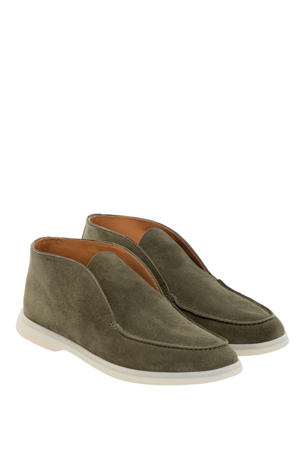 Fleur de Paris women's olive suede high loafers with a light sole 178762 - photo 3