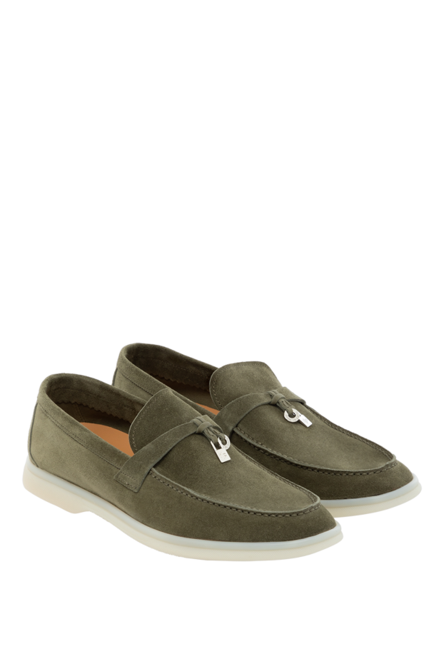 Fleur de Paris olive suede loafers with signature charm 178763 - photo 3