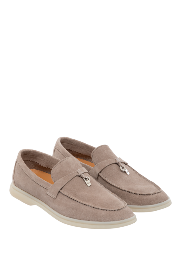 Fleur de Paris women's gray suede loafers with an elegant metal insert 178774 - photo 3