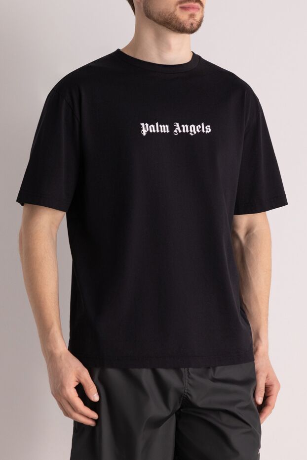 Palm Angels футболка мужская чёрная с большим логотипом 178818 - фото 3