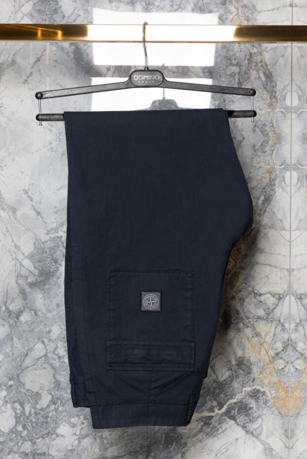 Stone Island men's dark blue cargo pants with patch pockets 178863 - photo 2