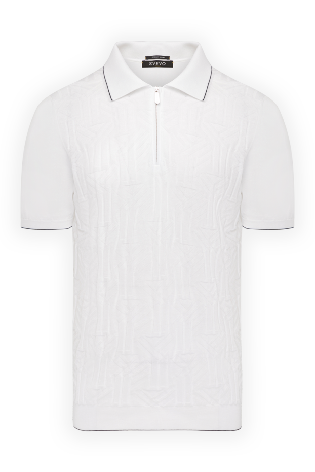 Svevo men's white jersey polo shirt with a jacquard pattern and a zipper 178880 - photo 1