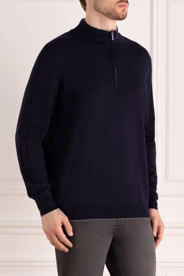 Svevo men's dark blue wool sweater with a zippered collar 178883 - photo 3