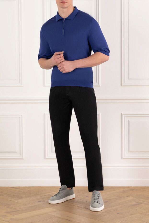 Svevo men's silk polo with zipper blue 178891 - photo 2
