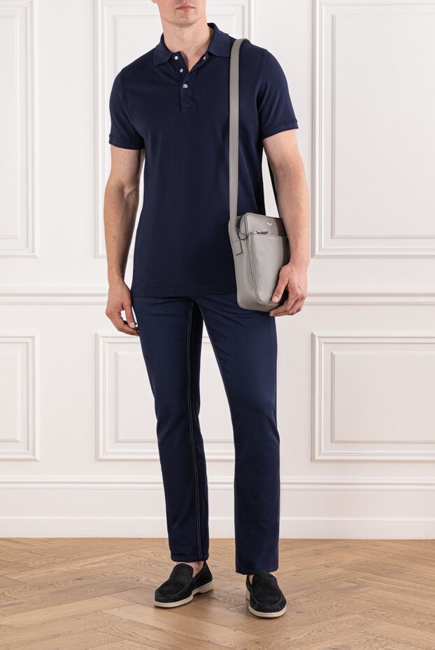 Kiton men's blue polo with cotton buttons 178899 - photo 2