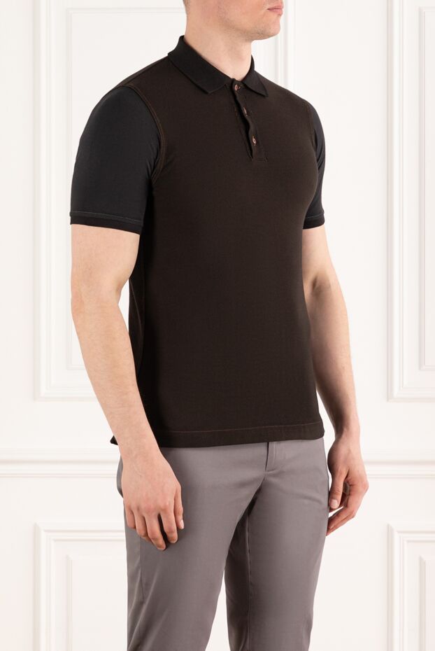Kiton men's cotton polo shirt with red buttons 178915 - photo 3
