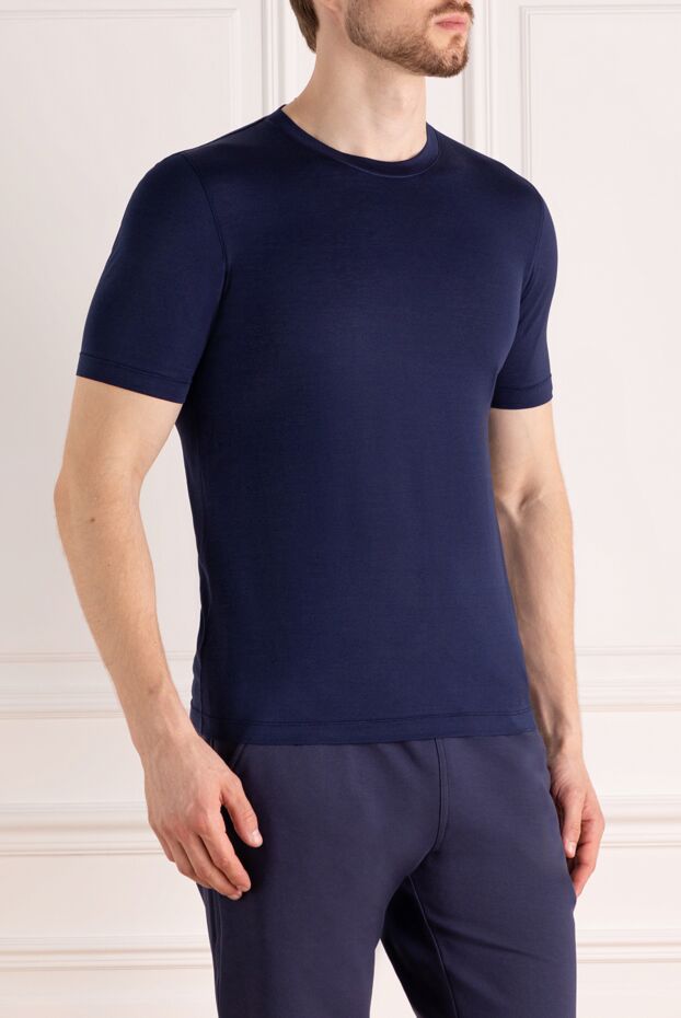 Kiton men's basic cotton t-shirt, dark blue, short sleeves 178919 - photo 3