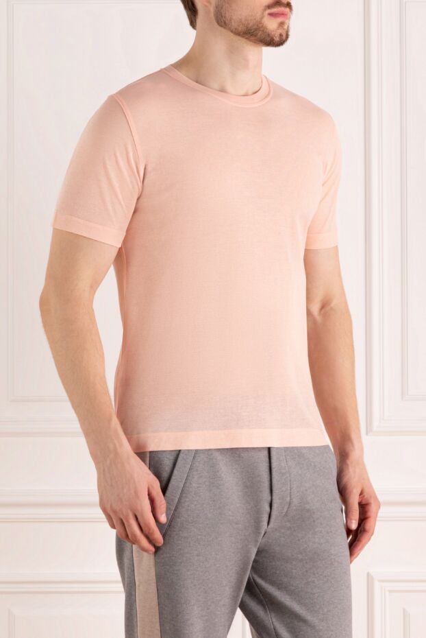 Kiton men's basic cotton pink t-shirt with short sleeves 178930 - photo 3