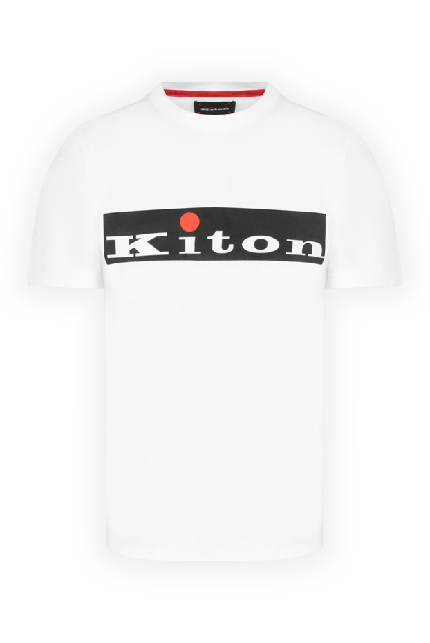 Kiton men's white t-shirt with logo made of cotton 178931 - photo 1
