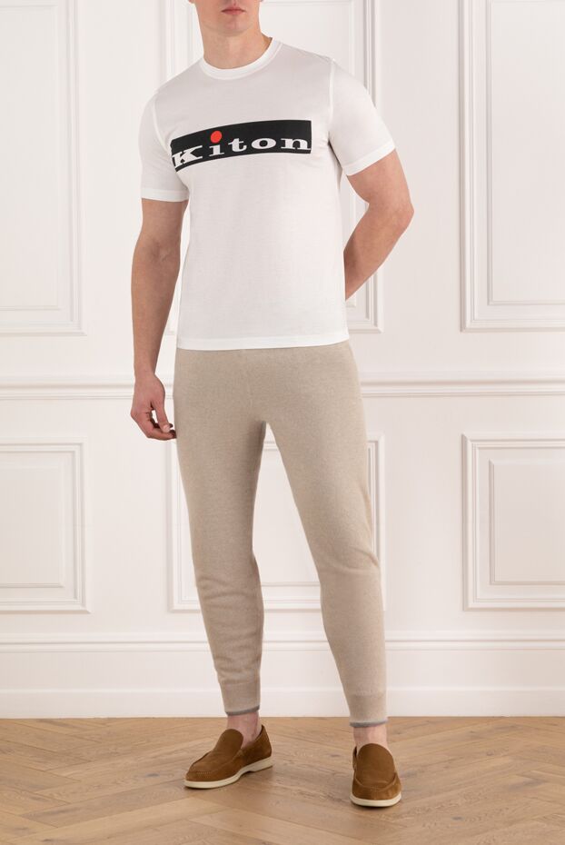 Kiton men's white t-shirt with logo made of cotton 178931 - photo 2