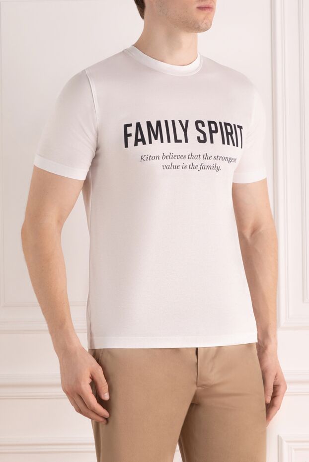 Kiton men's white cotton t-shirt with a large \