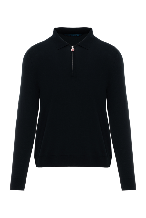 Kiton black long sleeve polo with zipper men's wool 178938 - photo 1