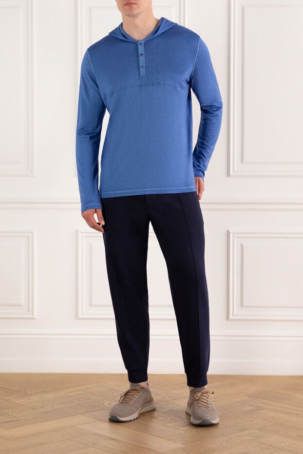 Kiton blue cashmere and silk hooded sweater 178939 - photo 2