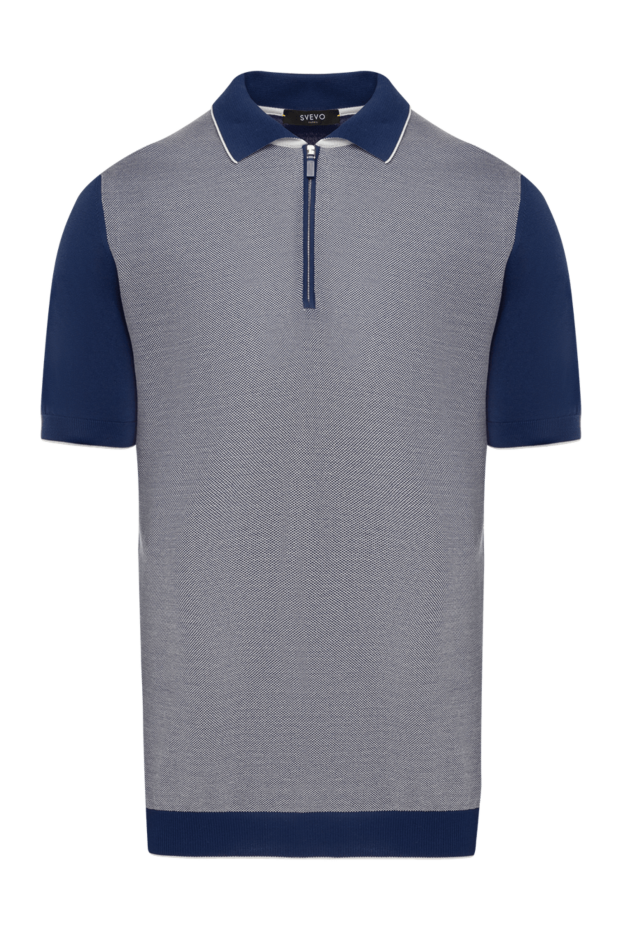 Svevo men's two-tone blue and gray jersey polo shirt with zipper 178942 - photo 1