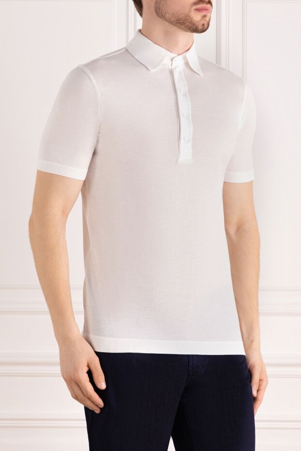 Svevo men's white cotton polo shirt with a classic collar 178954 - photo 3