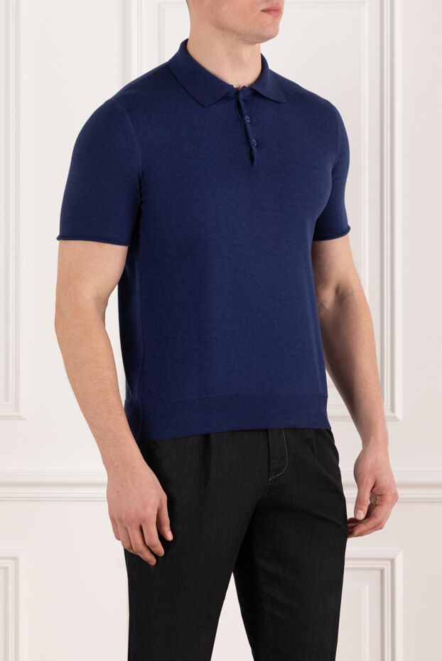 Svevo men's straight-cut cotton polo shirt in blue 178959 - photo 3