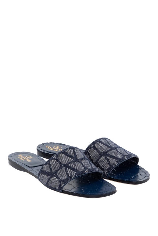 Valentino blue leather and textile slippers for women 178975 - photo 3