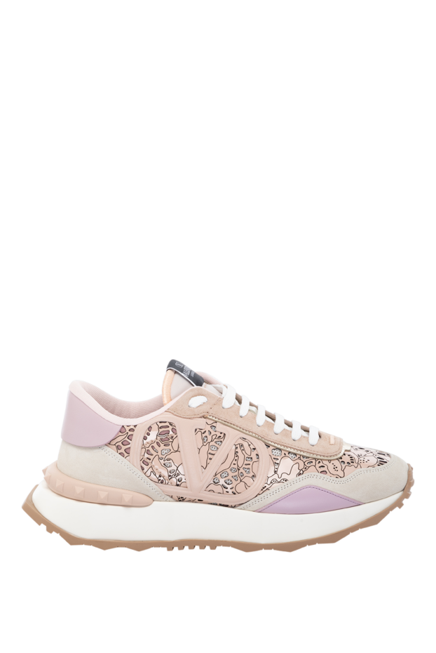 Valentino woman sneakers made of cotton and suede pink for women buy with prices and photos 178979 - photo 1