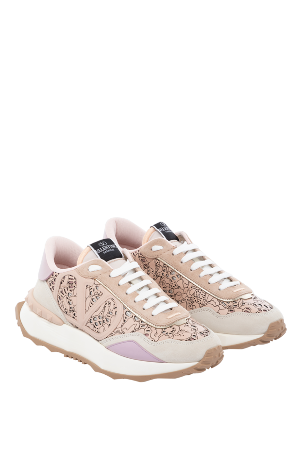 Valentino sneakers made of cotton and suede pink for women 178979 - photo 3