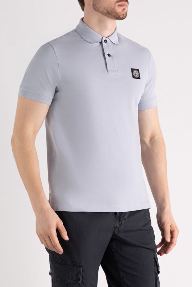 Stone Island men's gray cotton polo shirt 179042 - photo 3