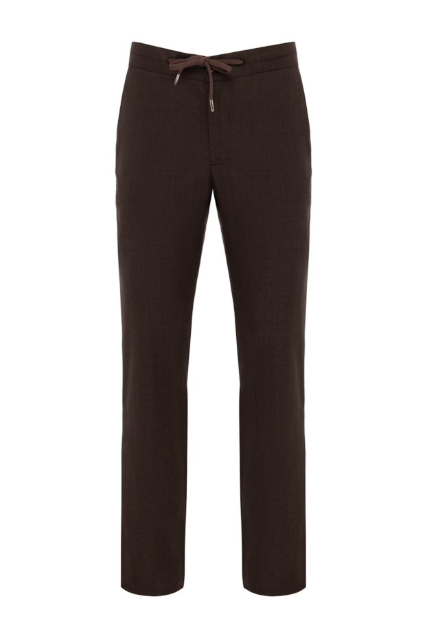 Cesare di Napoli мужские брюки коричневые мужские из шерсти и шелка купить с ценами и фото 179078 - фото 1