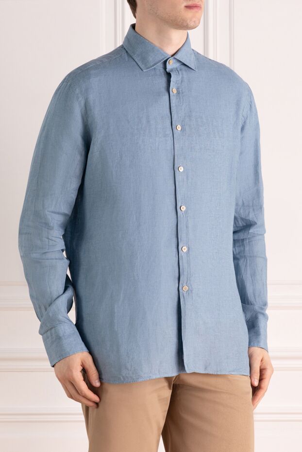 Alessandro Gherardi men's light blue linen shirt with a classic collar 179088 - photo 3