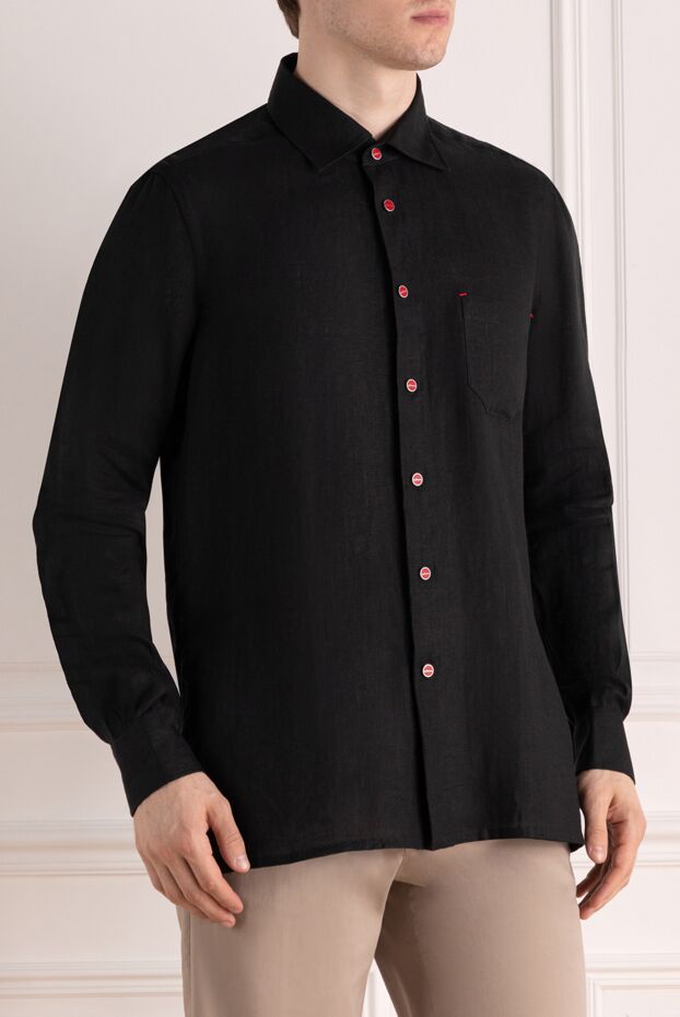 Kiton black linen shirt for men 179098 - photo 3