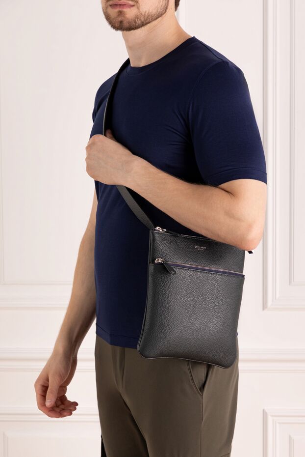 Serapian man black men's shoulder bag made of genuine leather buy with prices and photos 179120 - photo 2