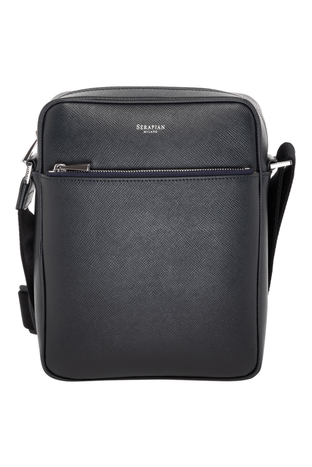 Serapian north south evoluzione leather men's messenger bag in blue 179123 - photo 1