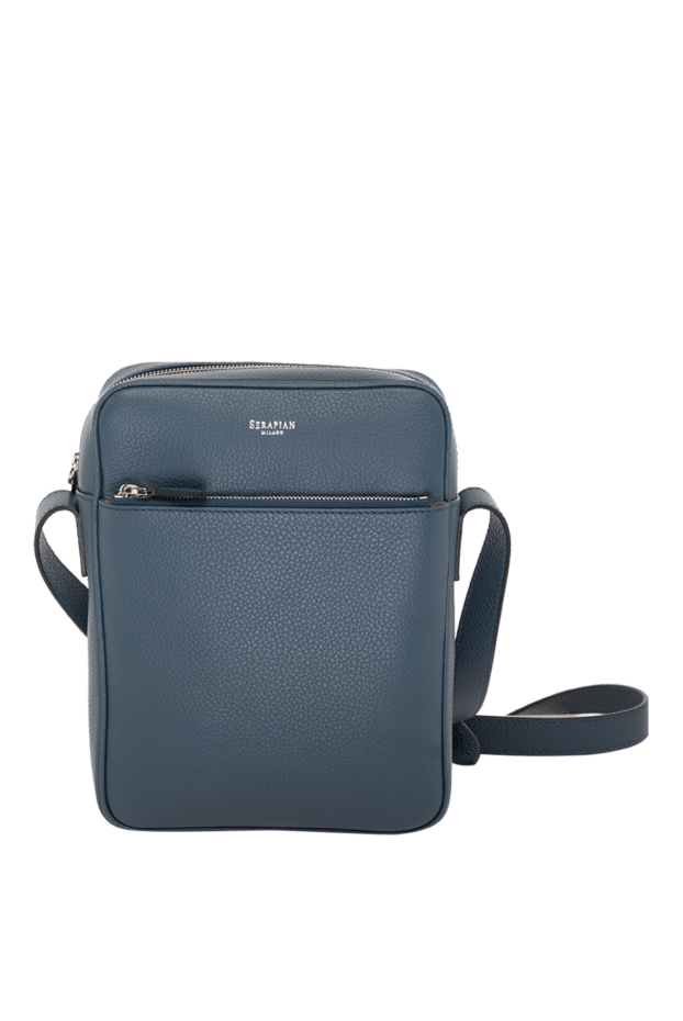 Serapian men's flat north south blue cachemire leather messenger bag 179125 - photo 1
